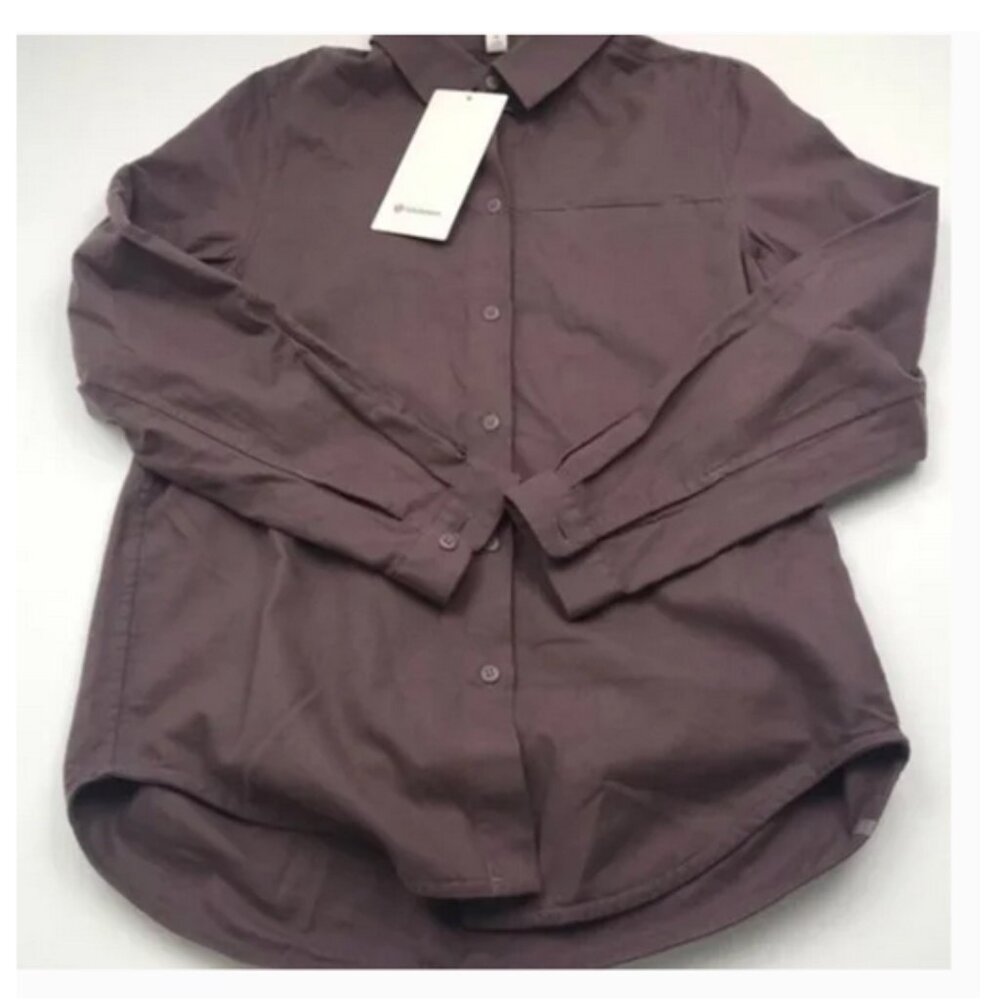 NWT Lululemon Full Day Ahead Shirt sz 10 cotton flannel breathable Antique Bark